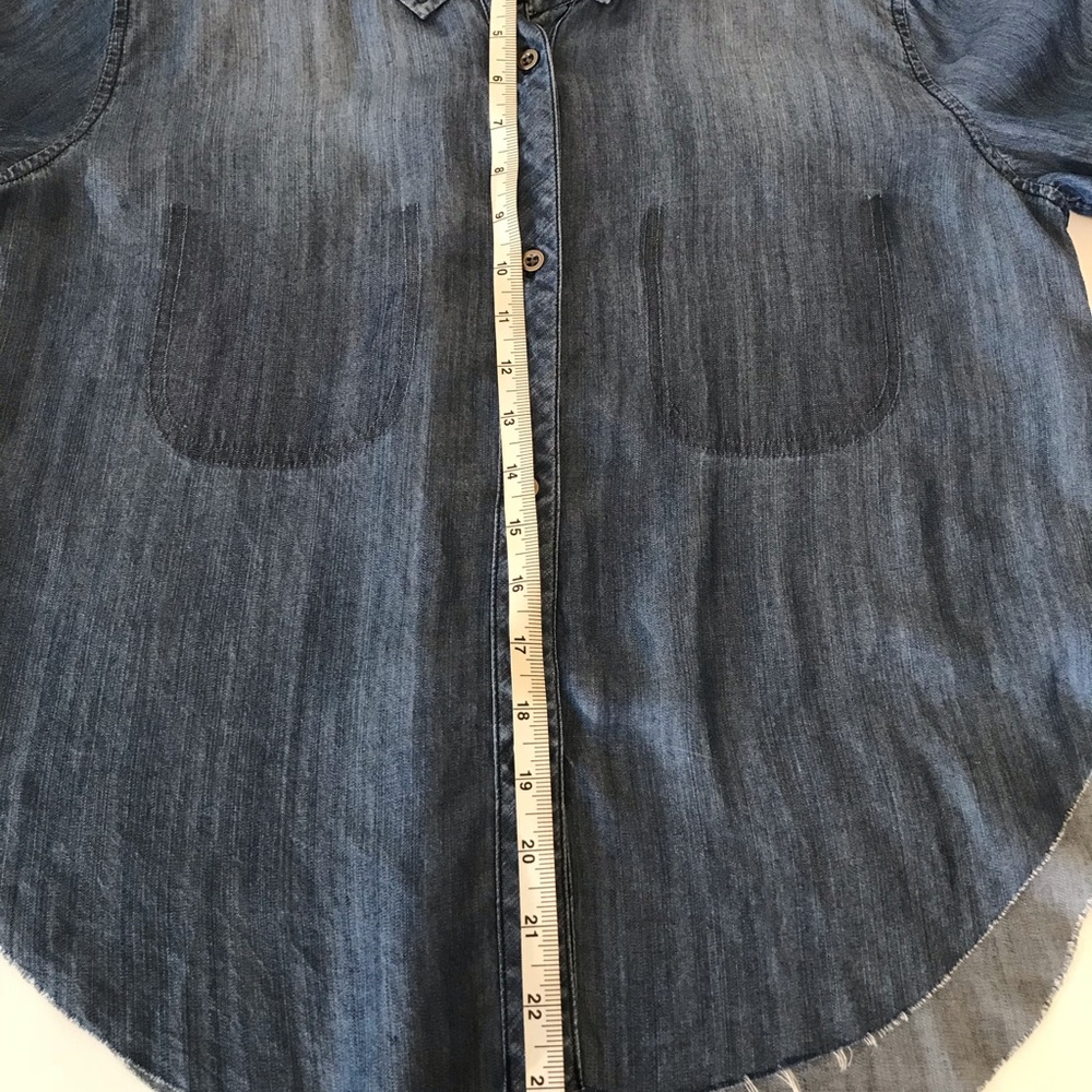 Rails Blue Distressed Denim Button Down Shirt - image 6